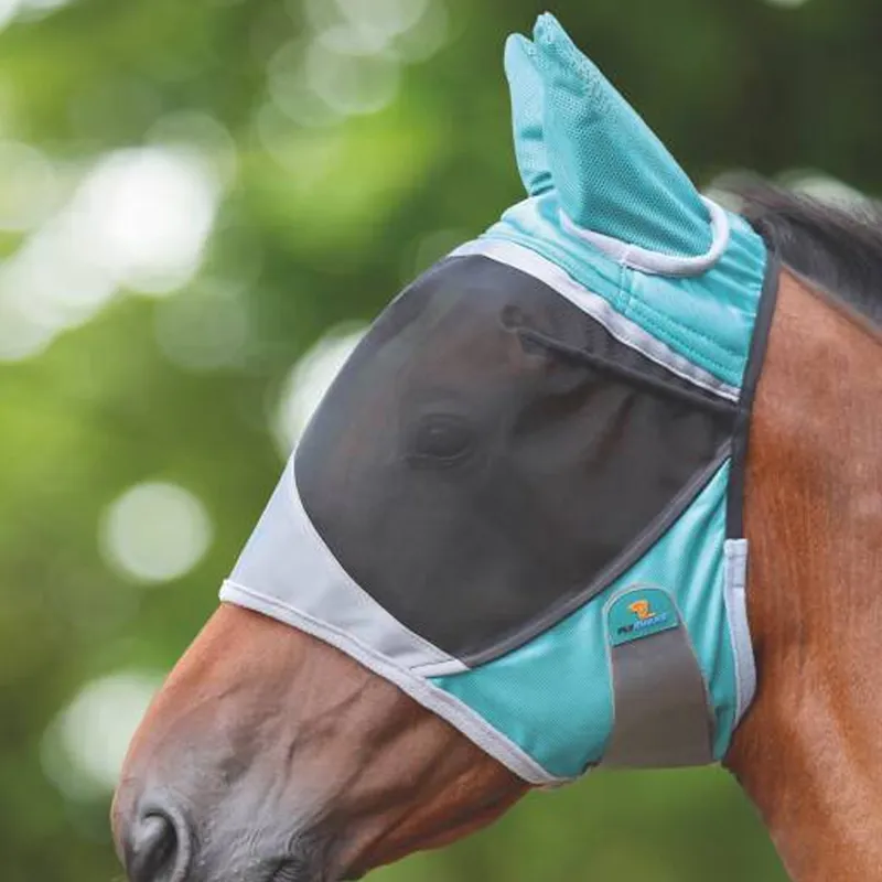 Shires Deluxe Fly Mask With Ears - Green